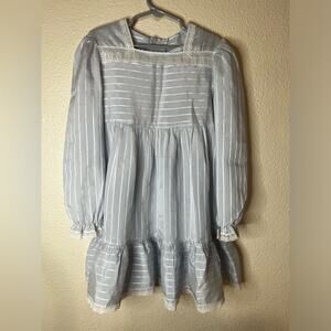 Vintage Cinderella blue striped lace dress 6X